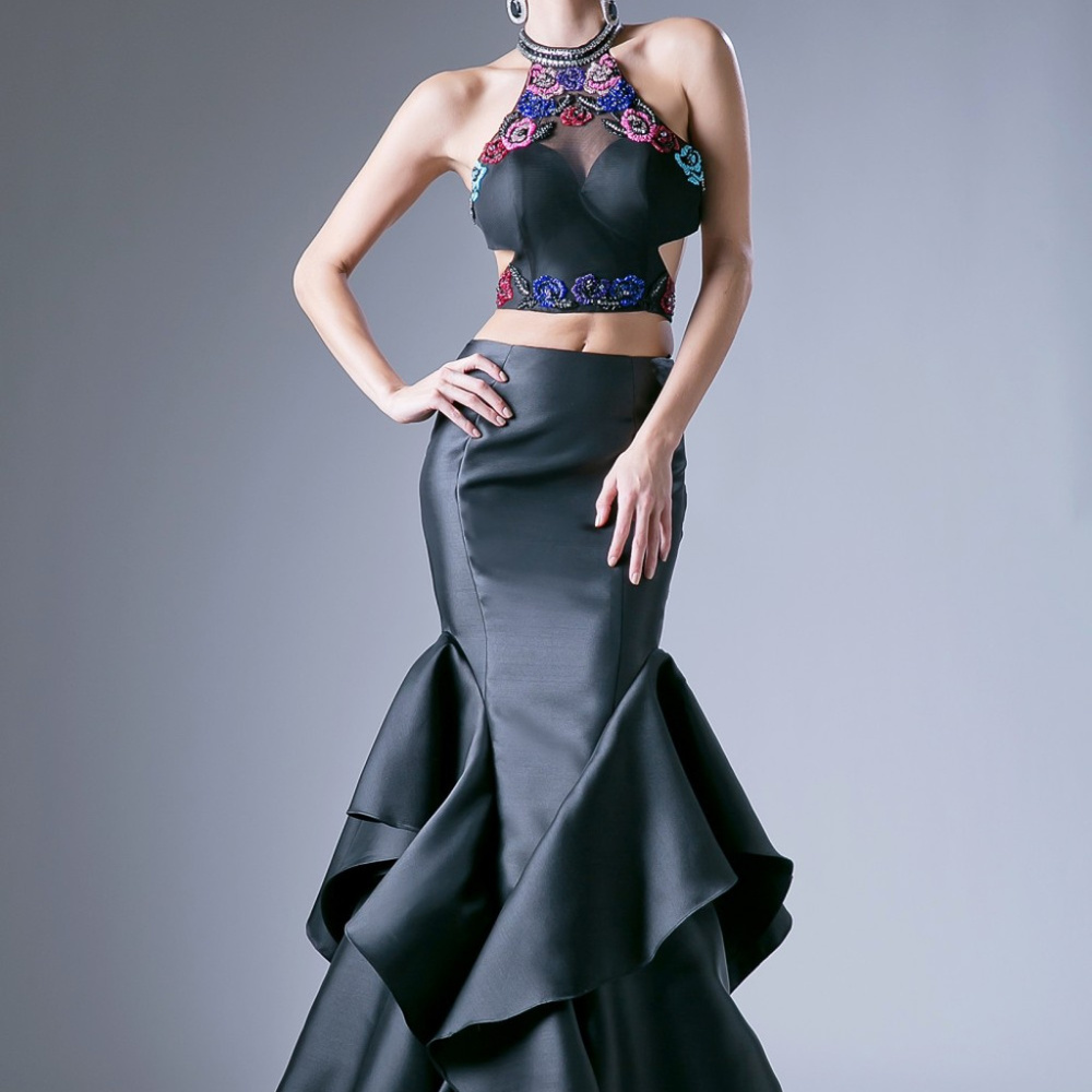 Two piece Halter Neckline Layered Dress CD71477